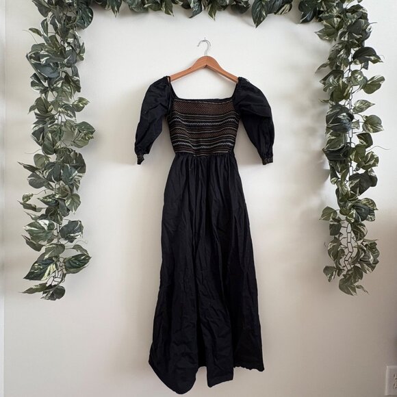 Old Navy Short Sleeve Mock Square Neck Midi Dress Black Women’s Size XS - Picture 1 of 10
